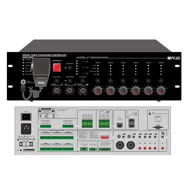High definition Educational Equipment - ENVA-6240 240W 6 Zones Voice Evacuation System Host – Q&S