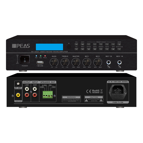 Good Quality 350-Watt Karaoke Amplifier - MA-120DA 120W Digital Mixing Amplifier with FM/RDS/DAB/DAB+ – Q&S
