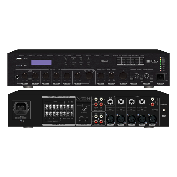 Hot-selling Home Sound System - MA-150BT  150W 5 ZONES Mixing Amplifier withUSB/BT/5MIC/2AUX – Q&S